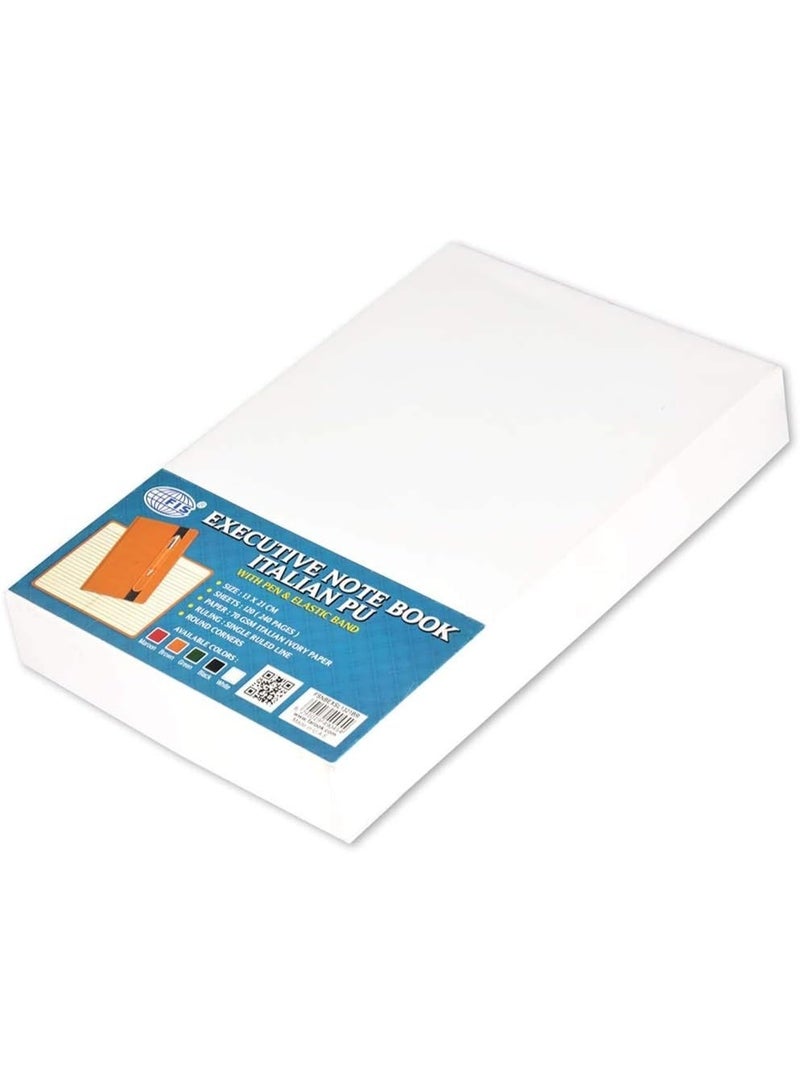 FIS Executive Notebook 120-Sheets Single Line 13x21cm, Italian PU with Pen, Brown - FSNBEXSL1321BR - Image 3